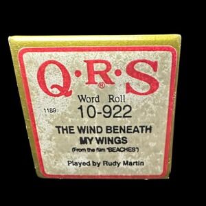 The Wind Beneath My Wings Rudy Martin QRS Piano Music Word Roll 10-992